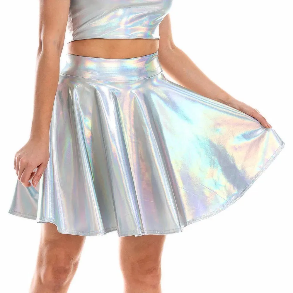 Giselle Holographic PU Leather Mini Skirt