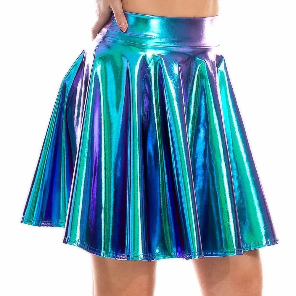 Giselle Holographic PU Leather Mini Skirt