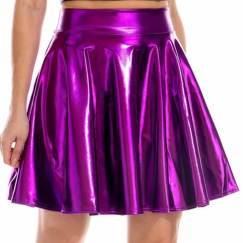 Giselle Holographic PU Leather Mini Skirt