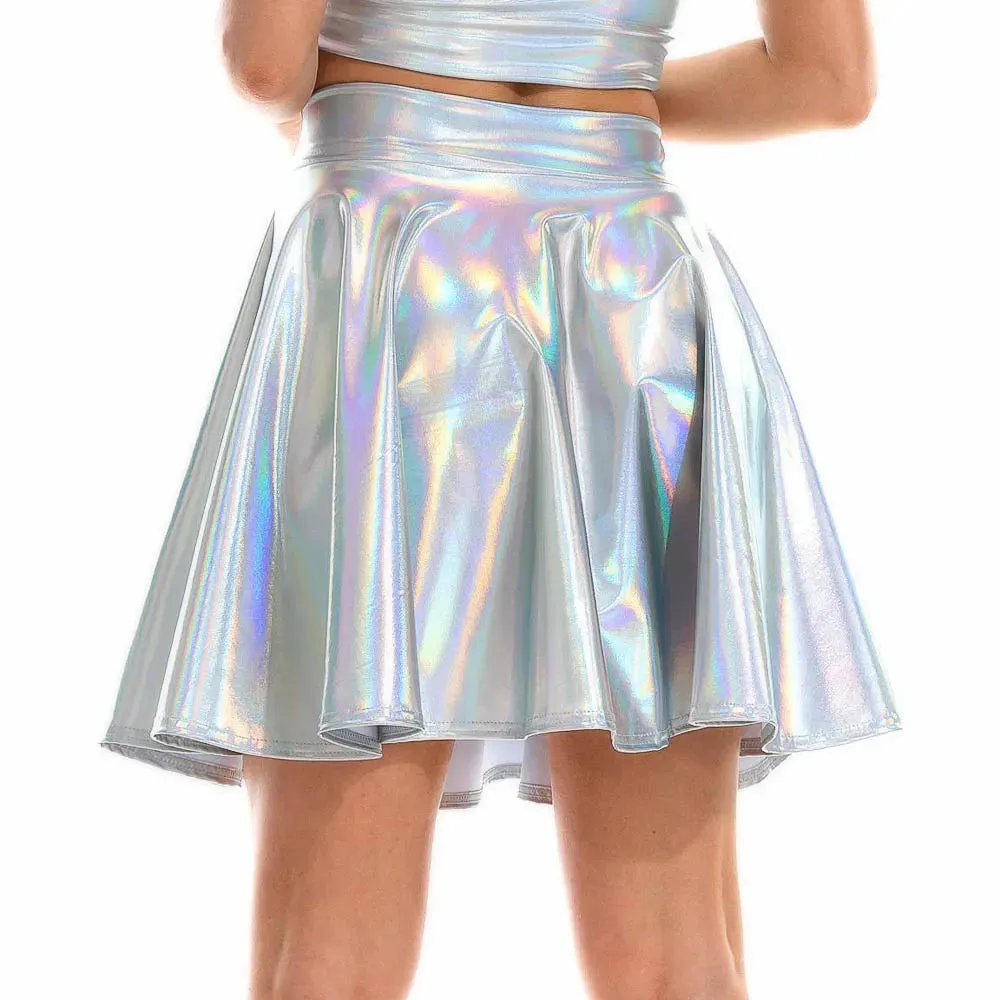 Giselle Holographic PU Leather Mini Skirt