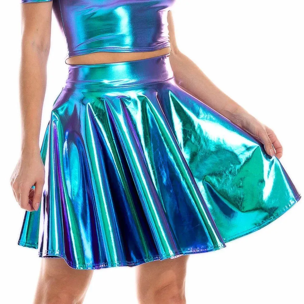 Giselle Holographic PU Leather Mini Skirt