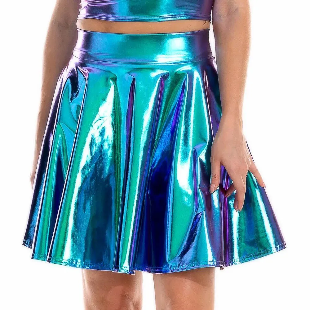 Giselle Holographic PU Leather Mini Skirt