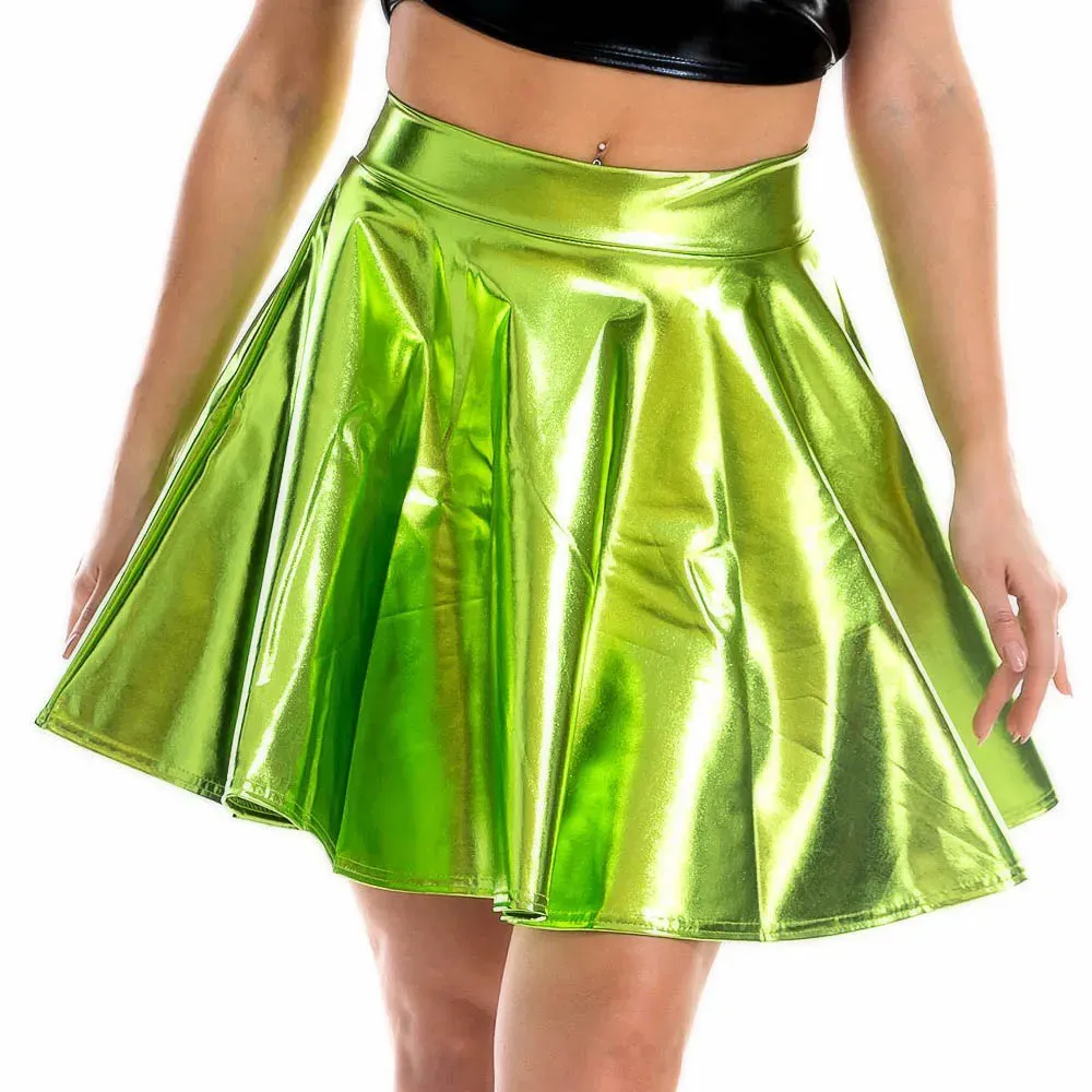 Giselle Holographic PU Leather Mini Skirt