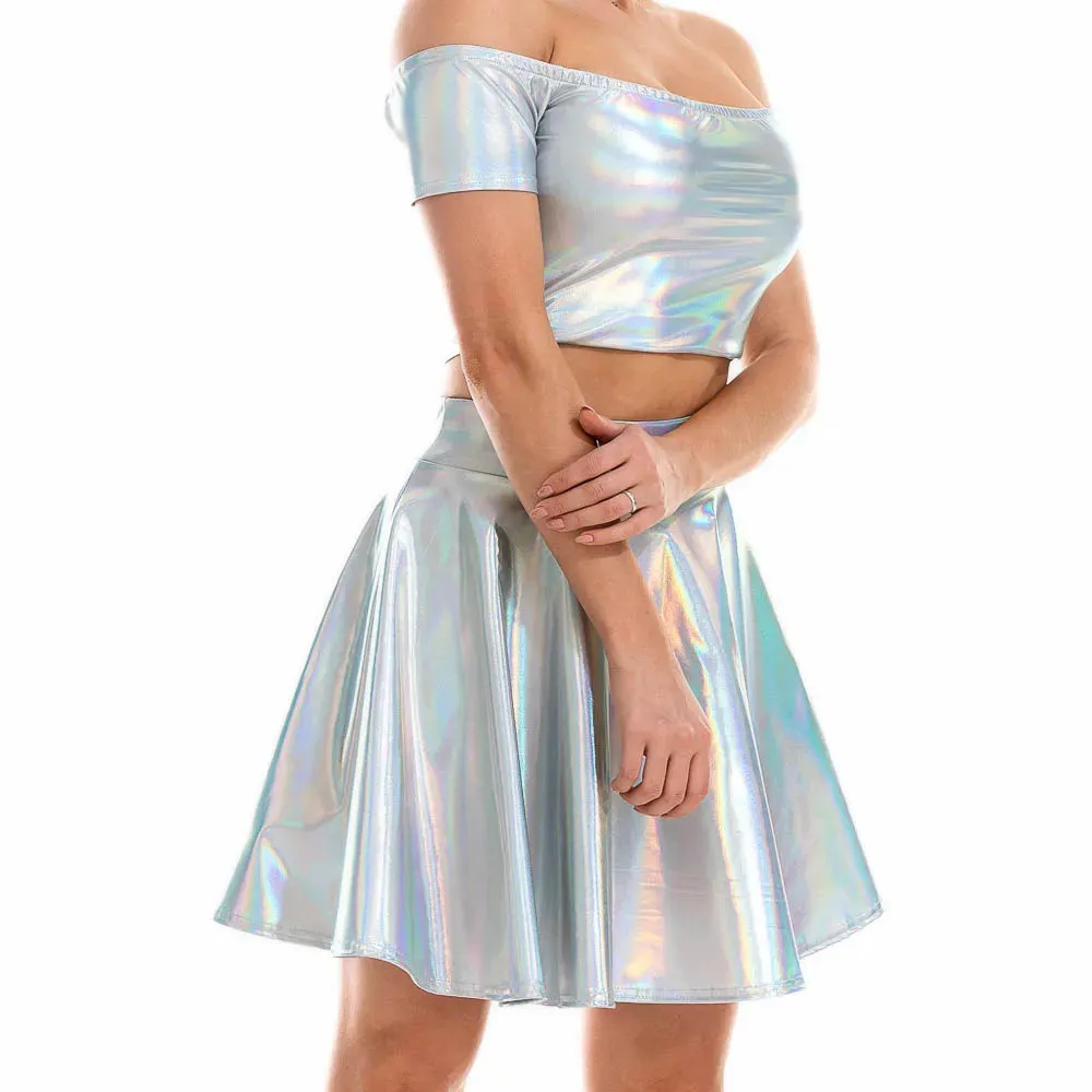 Giselle Holographic PU Leather Mini Skirt