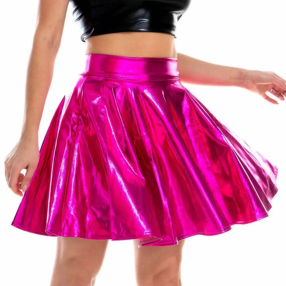 Giselle Holographic PU Leather Mini Skirt