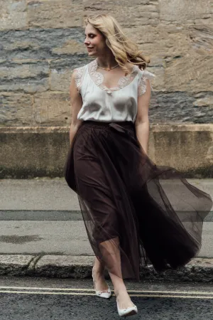 Grace Tulle Skirt | Chocolate