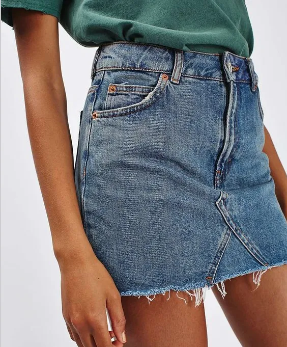 High Waist Denim Mini Jeans Skirt - girl season boutique