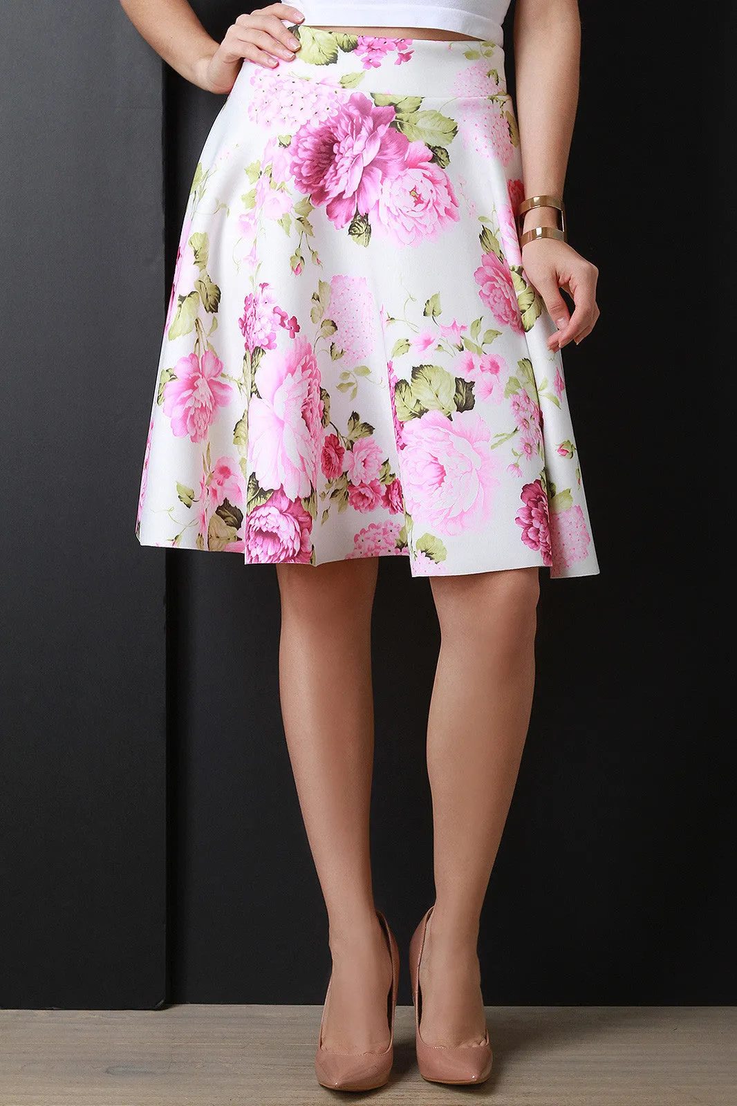 High Waist Neoprene Circle Skirt