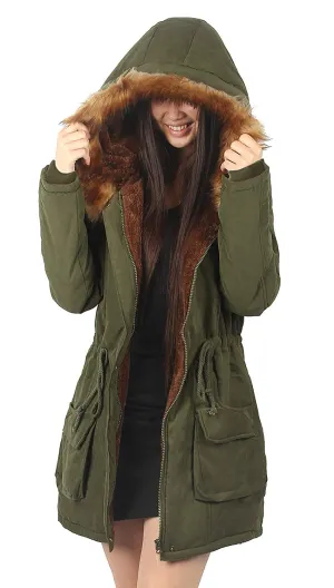 iLoveSIA Womens Hooded Warm Coats Parkas with Faux Fur Jackets