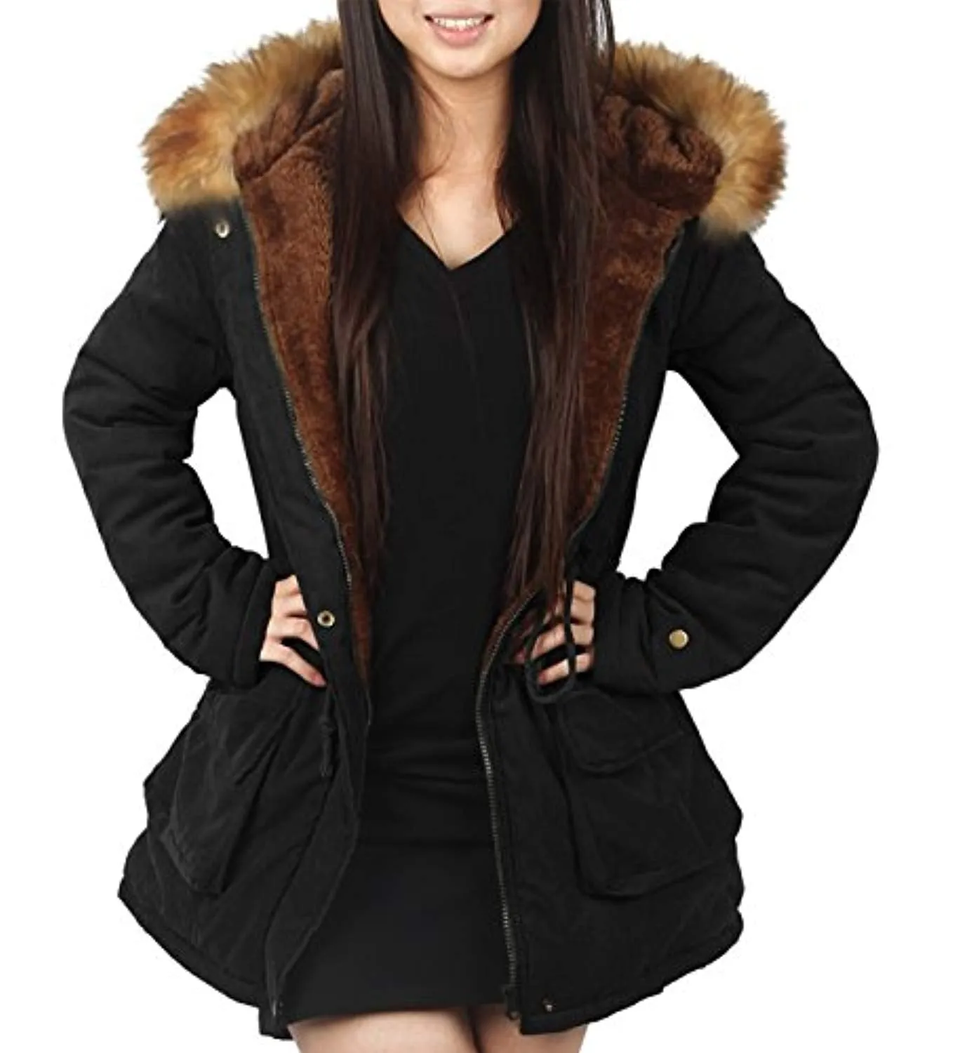 iLoveSIA Womens Hooded Warm Coats Parkas with Faux Fur Jackets