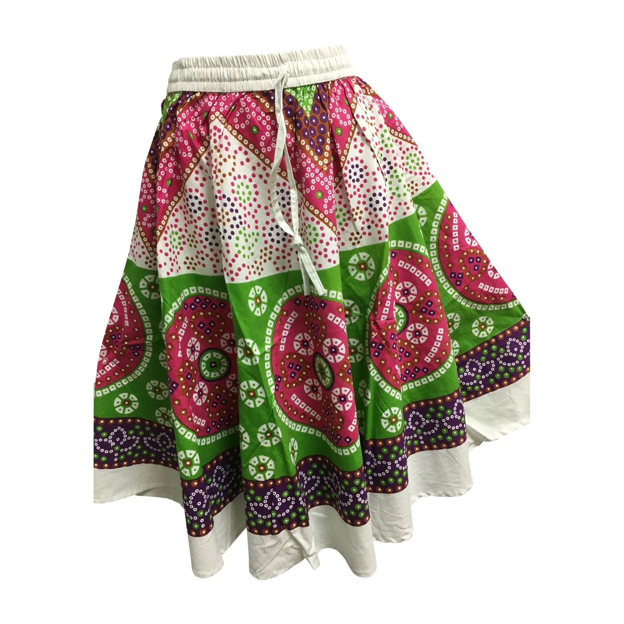 Indian Bohemian Paisley Ethnic Umbrella Cut Cotton Mini/Mid-Length Skirt Rupa