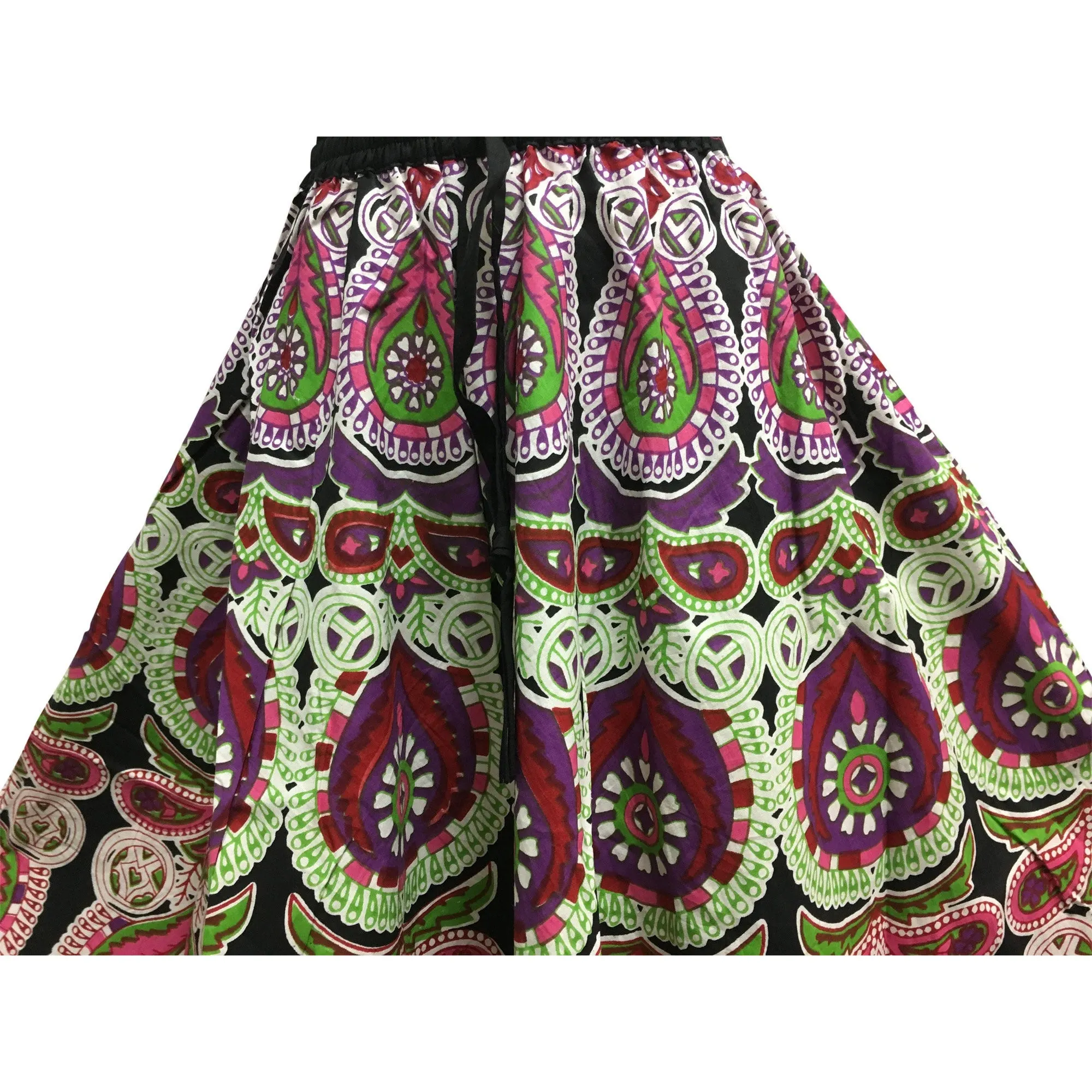 Indian Bohemian Paisley Ethnic Umbrella Cut Cotton Mini/Mid-Length Skirt Rupa