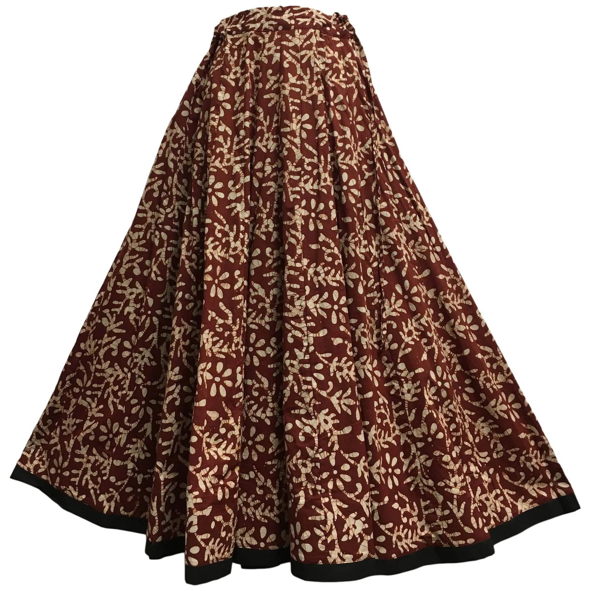 Indian Ethnic Print Cotton Pleated Panel Bohemian Vintage Seven Yard Fabric Long Full Circle Maxi Skirt #138