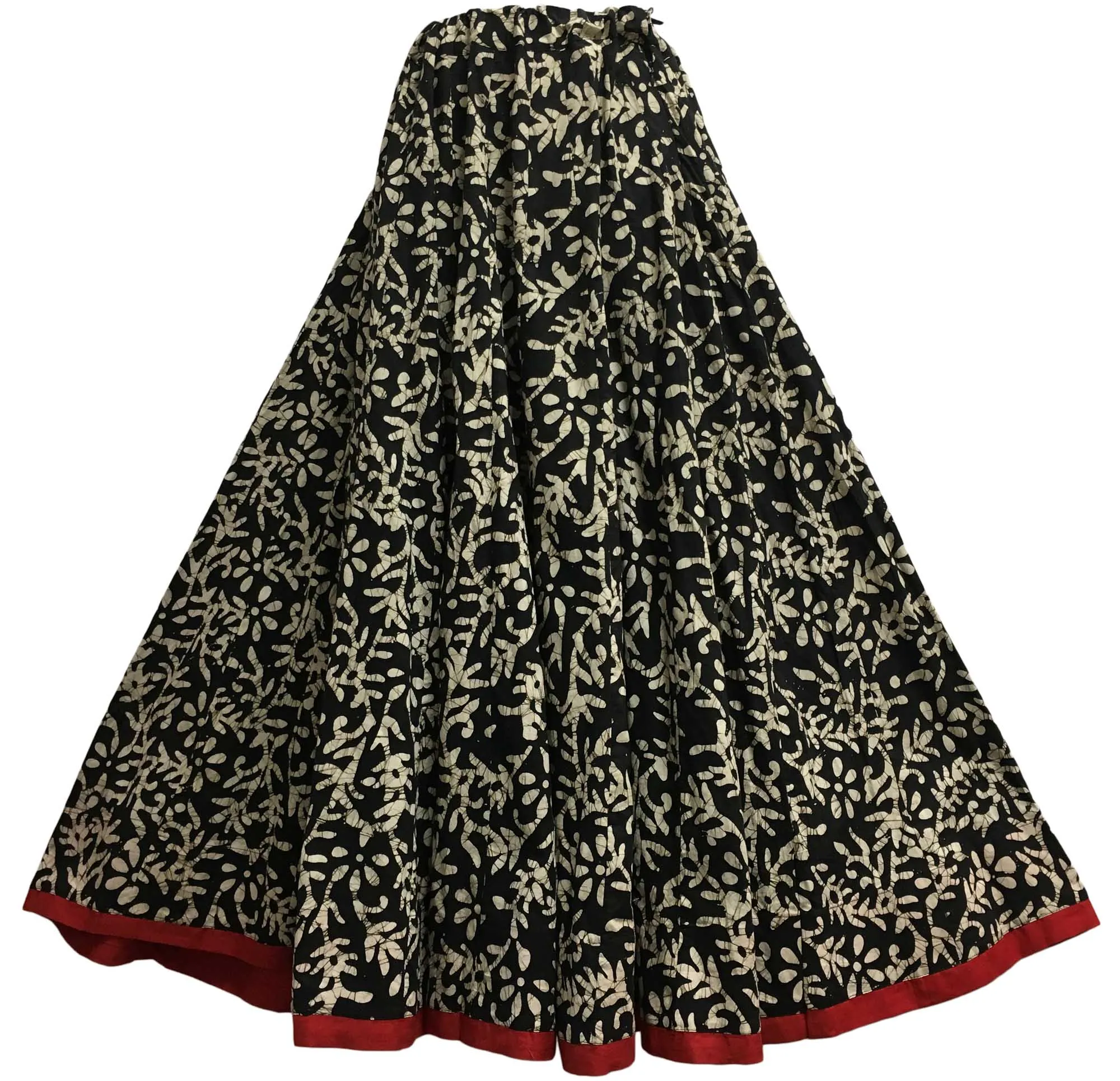 Indian Ethnic Print Cotton Pleated Panel Bohemian Vintage Seven Yard Fabric Long Full Circle Maxi Skirt #138