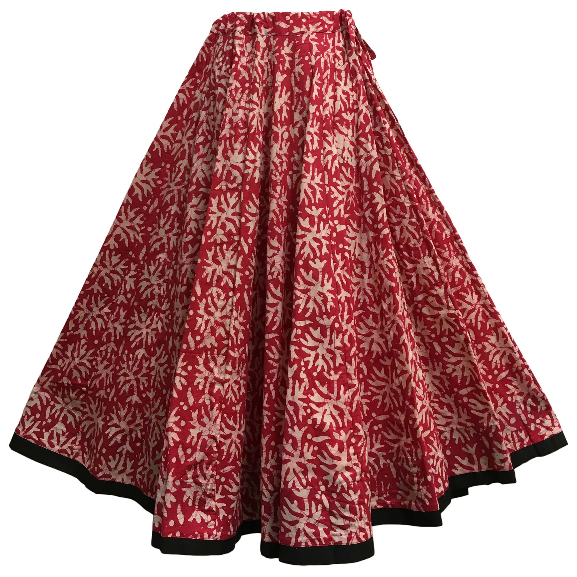 Indian Ethnic Print Cotton Pleated Panel Bohemian Vintage Seven Yard Fabric Long Full Circle Maxi Skirt #138