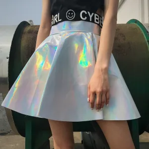 Iridescent PU leather mini skirt bottoms