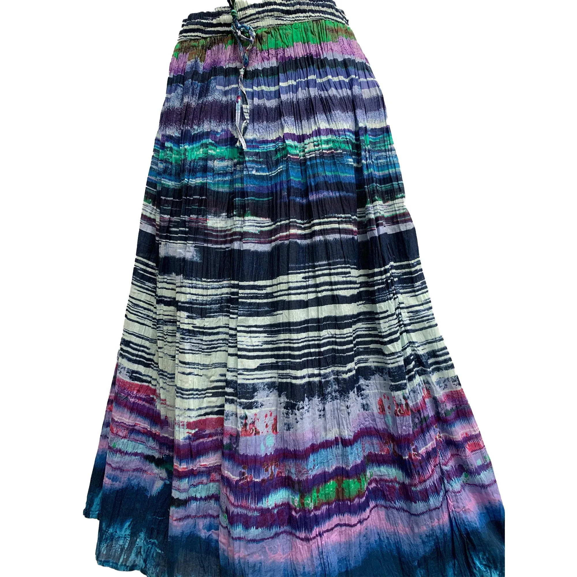 JK Indian Cotton Crinkle Broomstick Bohemian Gypsy Printed Long Skirt #3