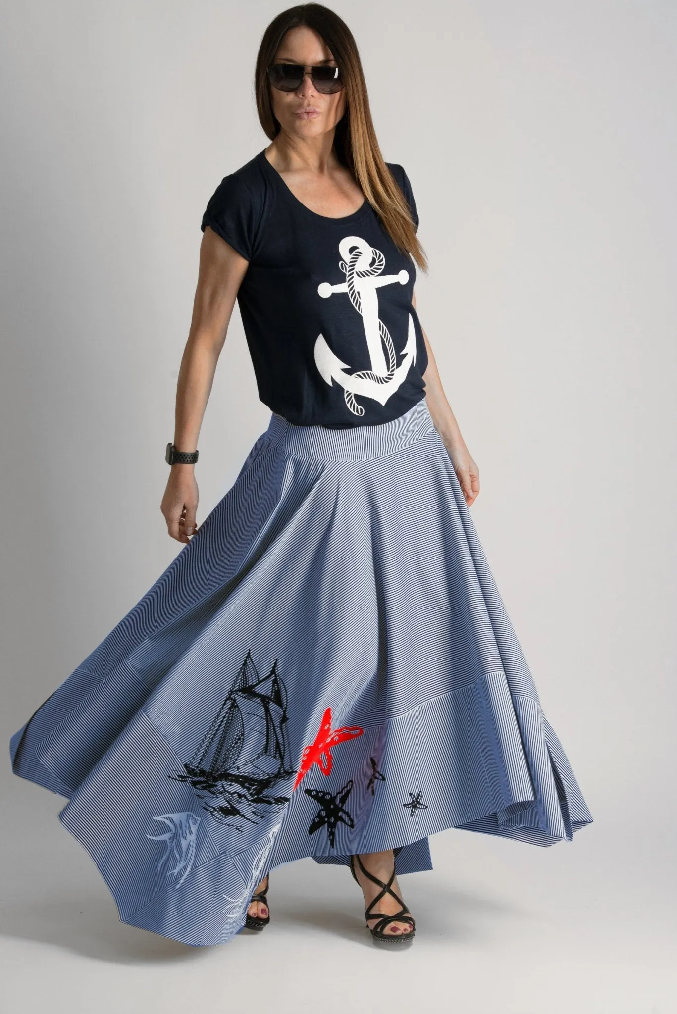 JULIE Marine Long Skirt