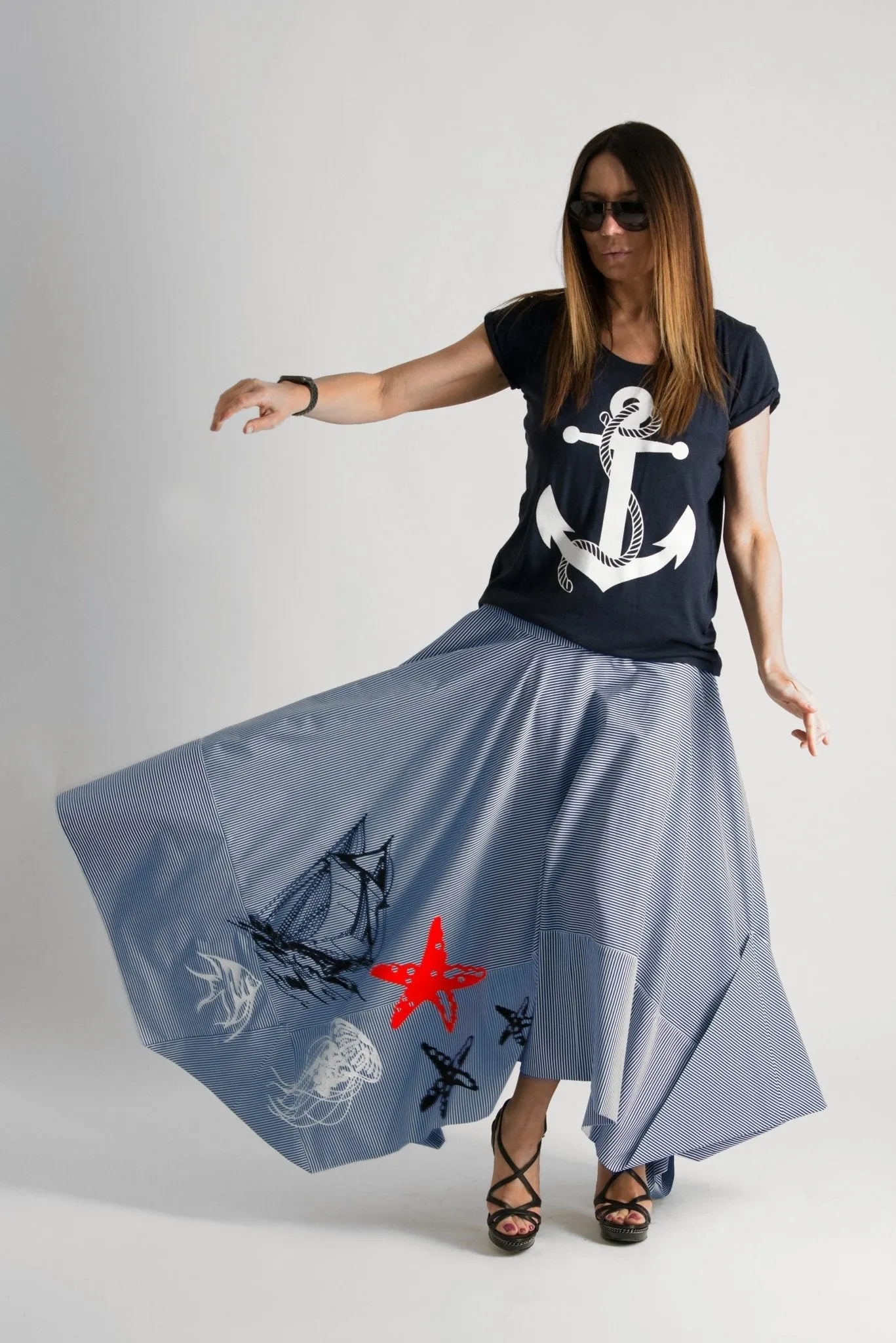 JULIE Marine Long Skirt