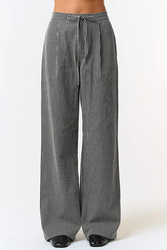 Kali Stripe Drawstring Wide Leg Pants