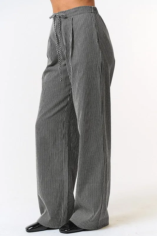 Kali Stripe Drawstring Wide Leg Pants