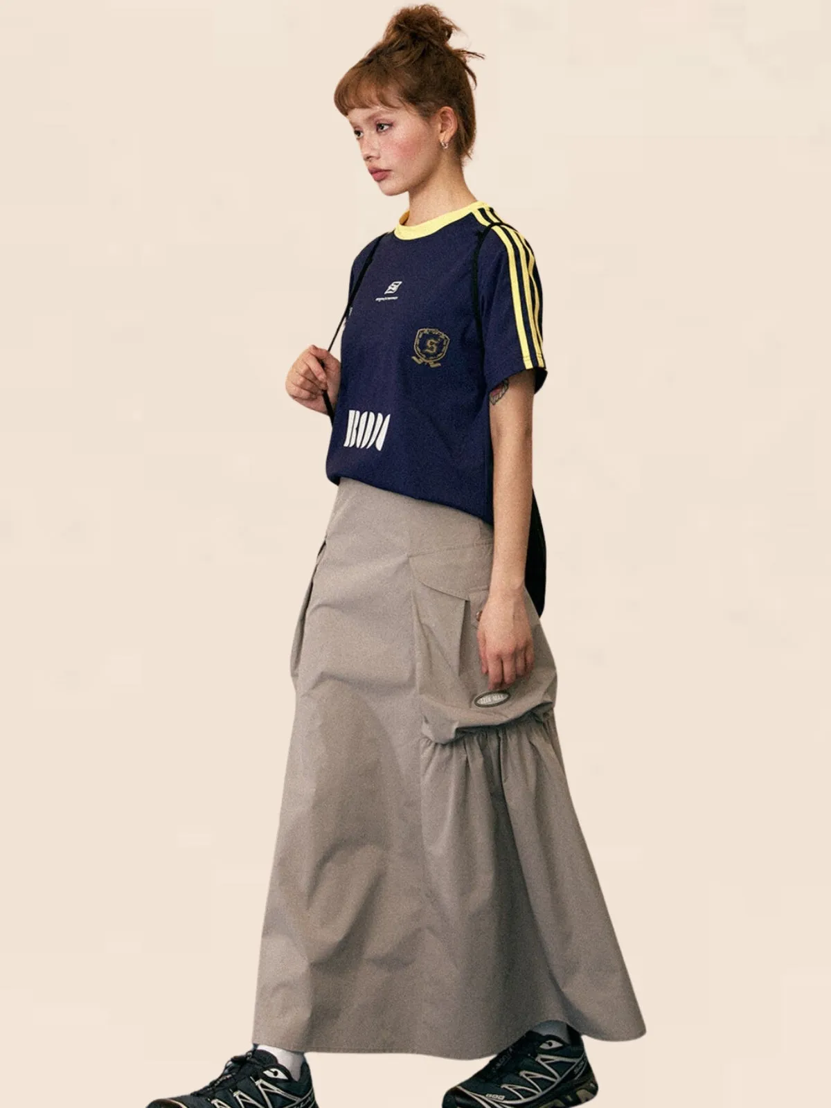 Large Pocket Midi Cargo Skirt