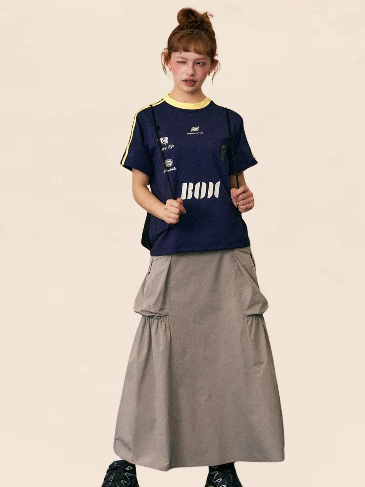 Large Pocket Midi Cargo Skirt