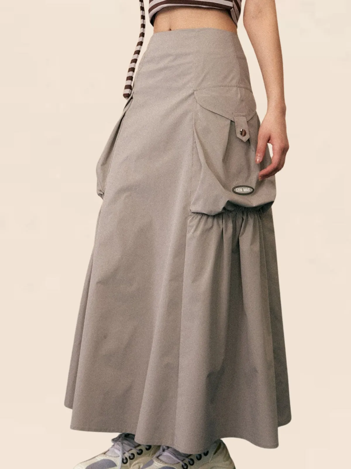 Large Pocket Midi Cargo Skirt