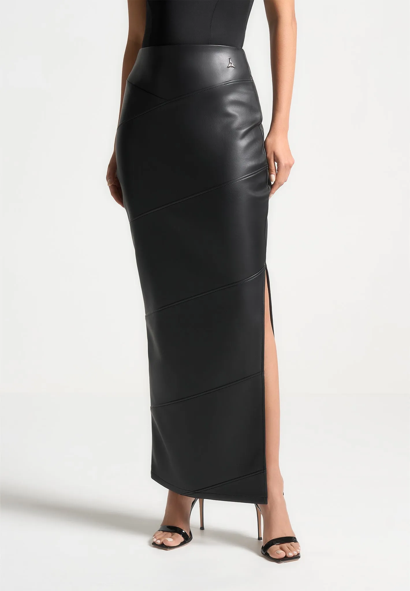 Leather Midaxi Skirt - Black