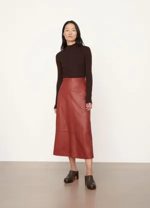 Leather Straight Skirt in Burnt Cinnamon