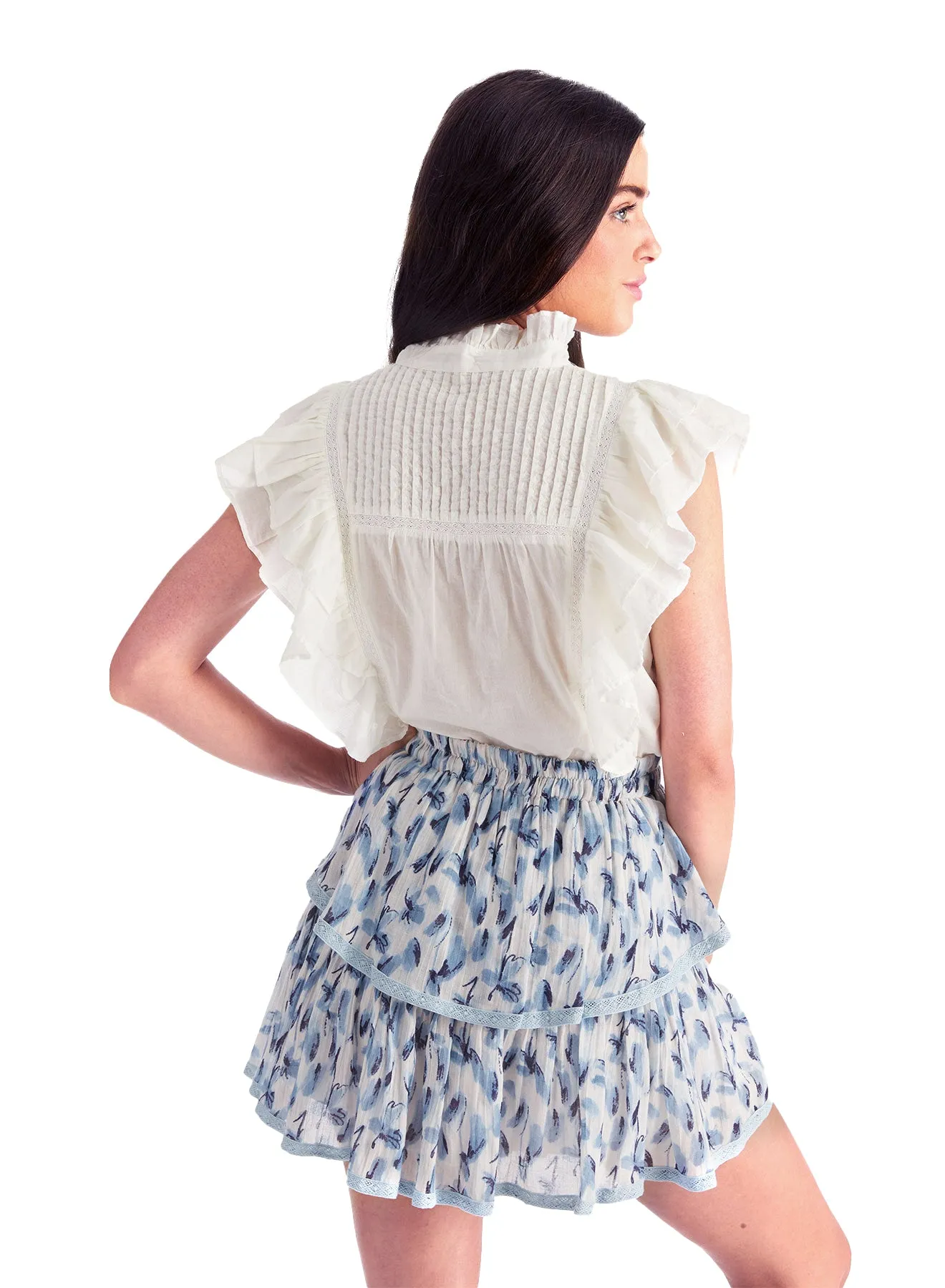 LEXI MINI SKIRT- BLUE WATERCOLOR