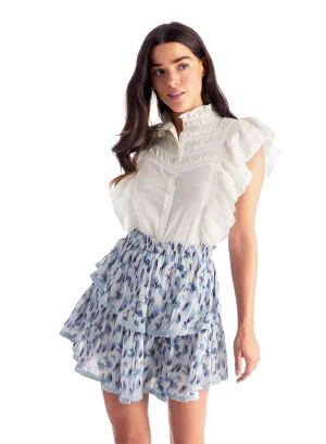 LEXI MINI SKIRT- BLUE WATERCOLOR