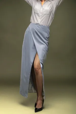 Light Blue Long Overlapped Skirt