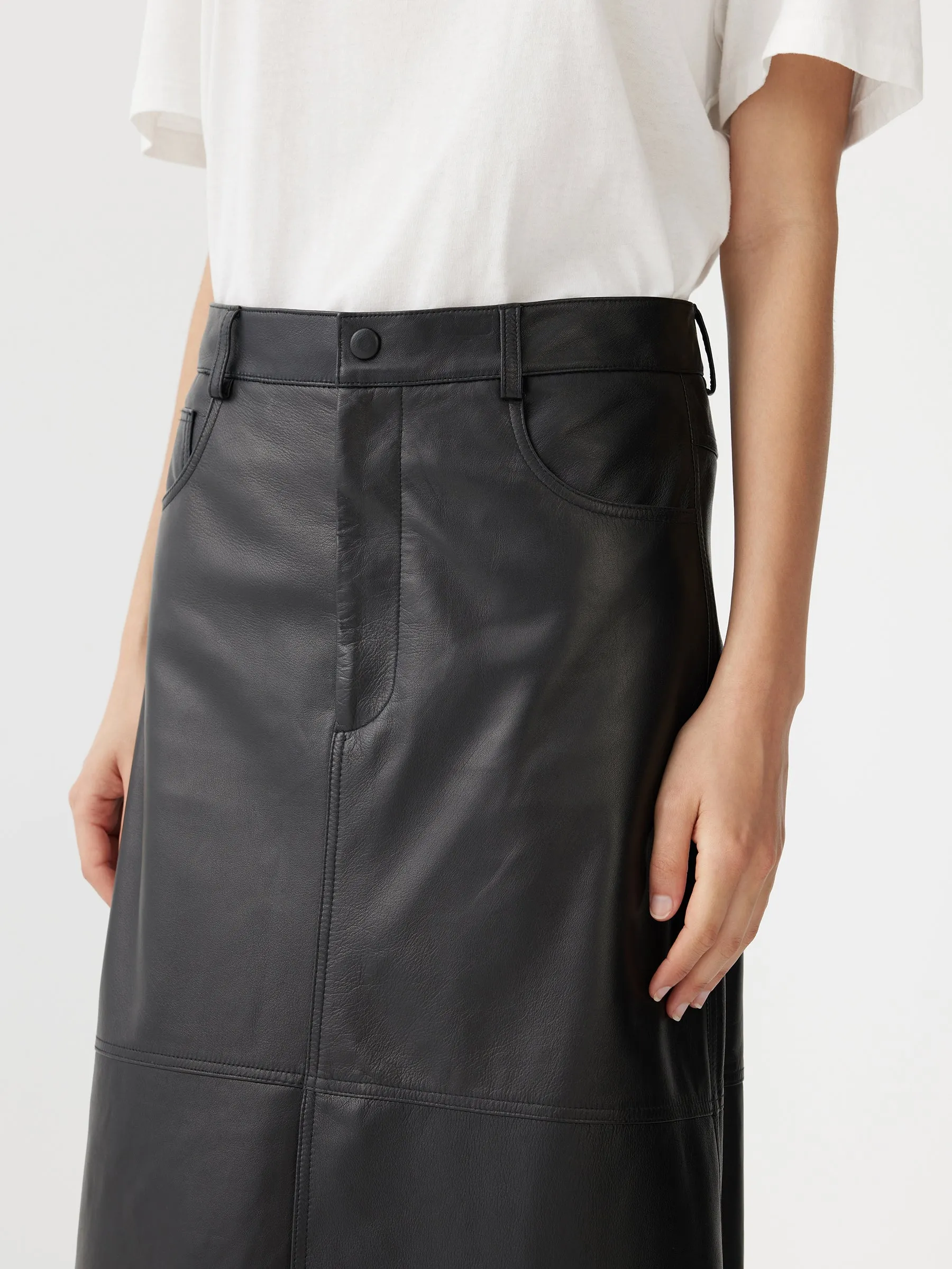 longerline leather skirt