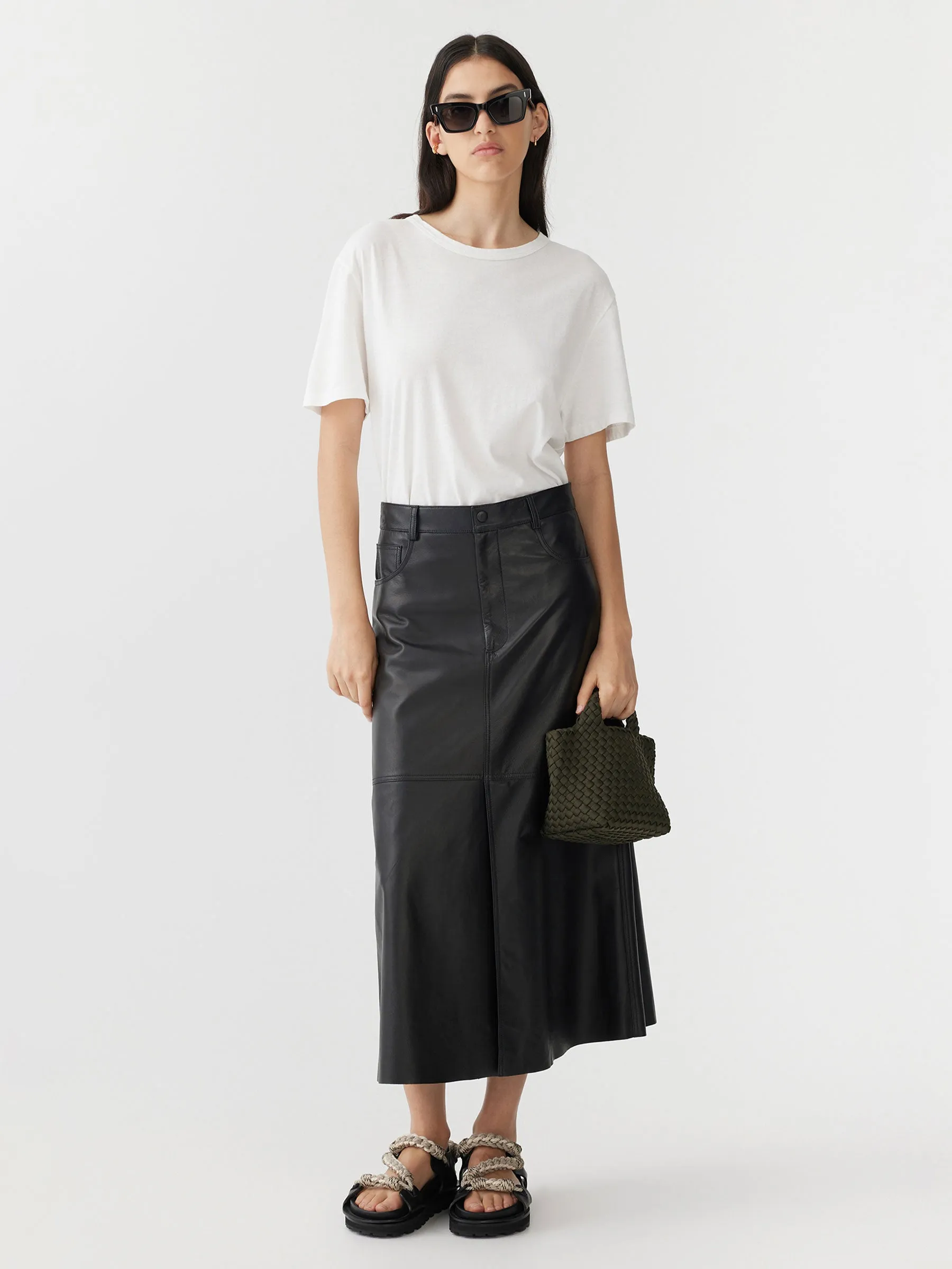 longerline leather skirt