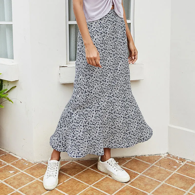 Loose Wholesale Skirts Fashion High-Waist Floral Skirt Mid-Length Trendy Outfits