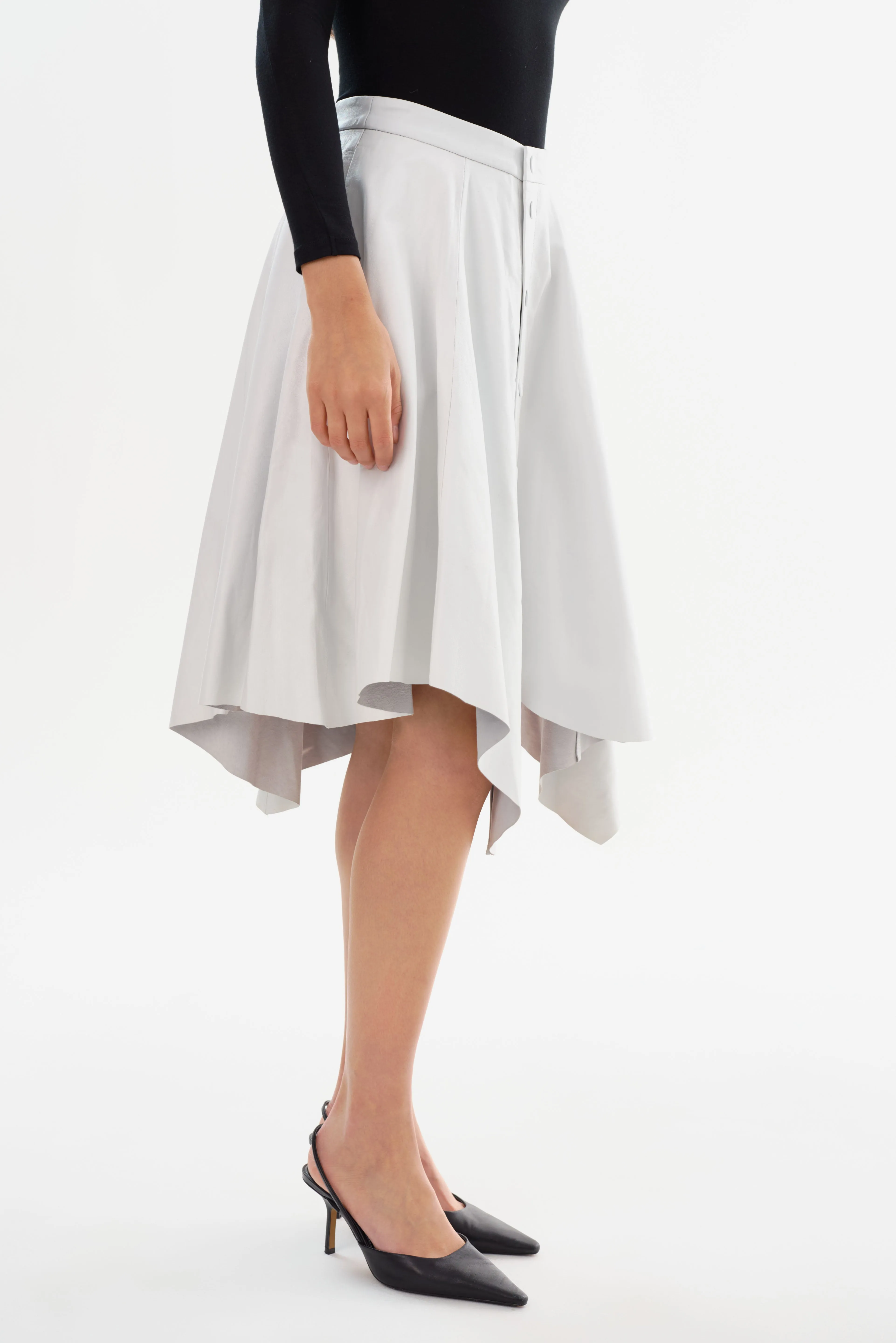 LORDA | Asymmetric Snap-Front Leather Skirt