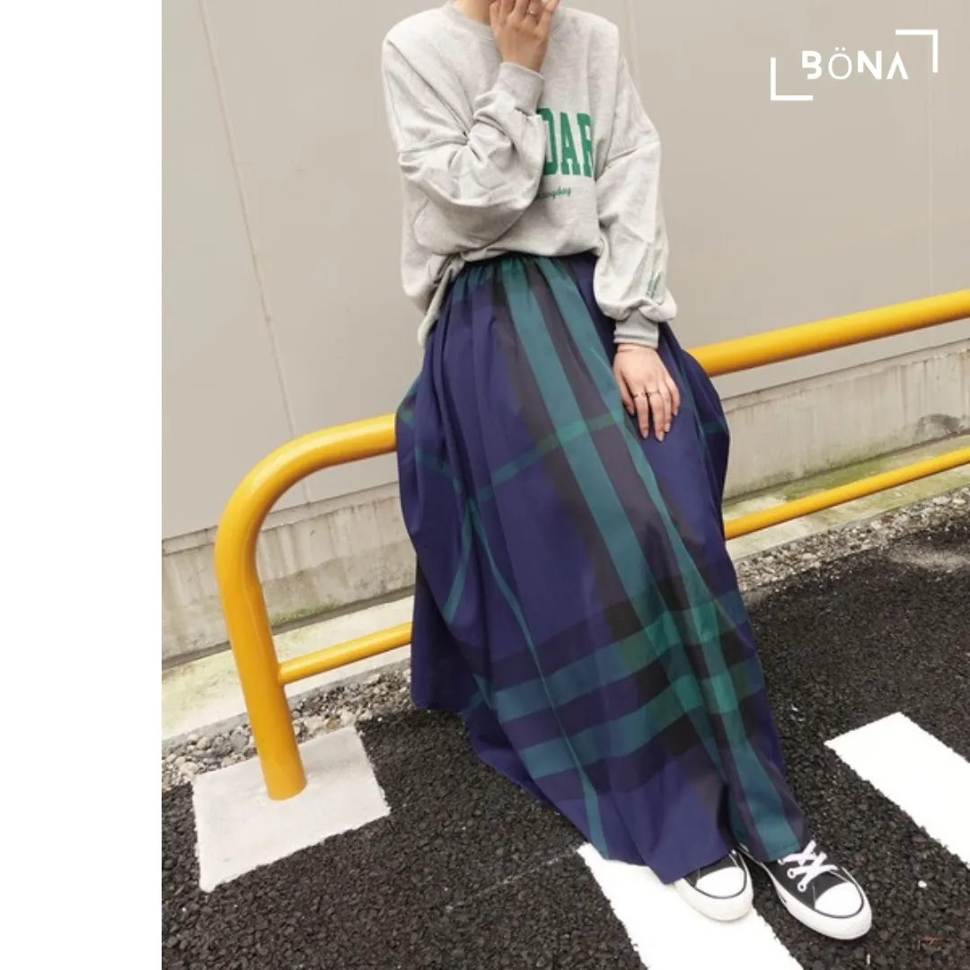 Lowy by Corners 格仔紋喇叭長裙 Check Flare Long Skirt