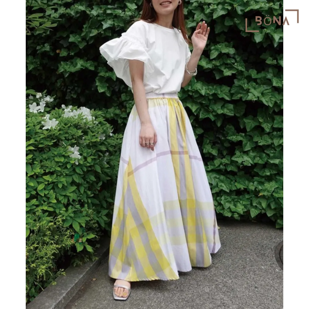 Lowy by Corners 格仔紋喇叭長裙 Check Flare Long Skirt