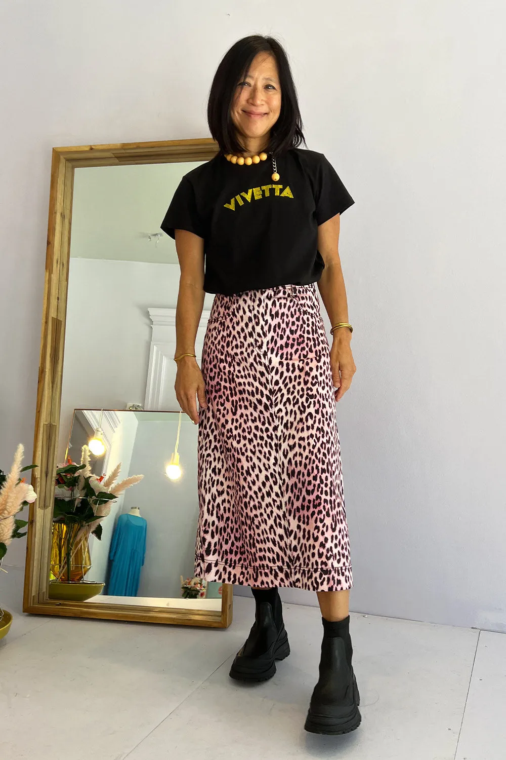 Manoush - Panthere Skirt: Pink & Black