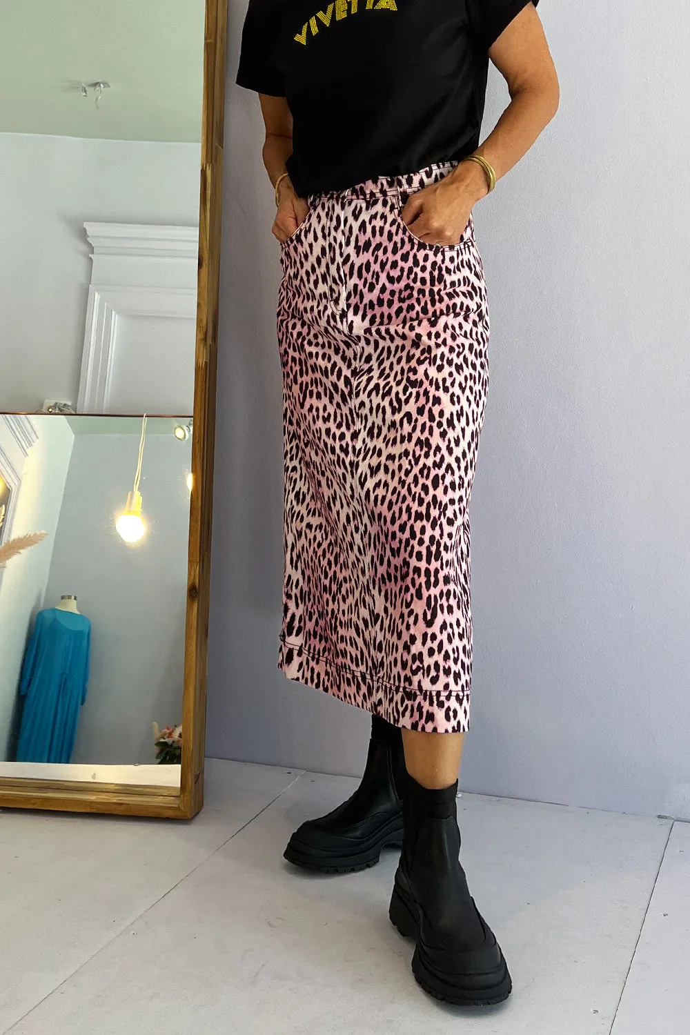 Manoush - Panthere Skirt: Pink & Black