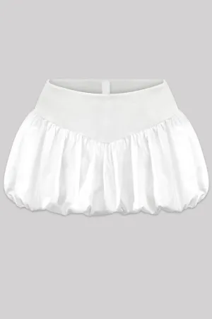 Mid-Rise Bubble Mini Skirt - White