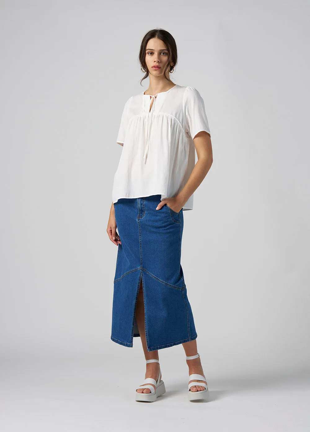 Moto Denim Skirt