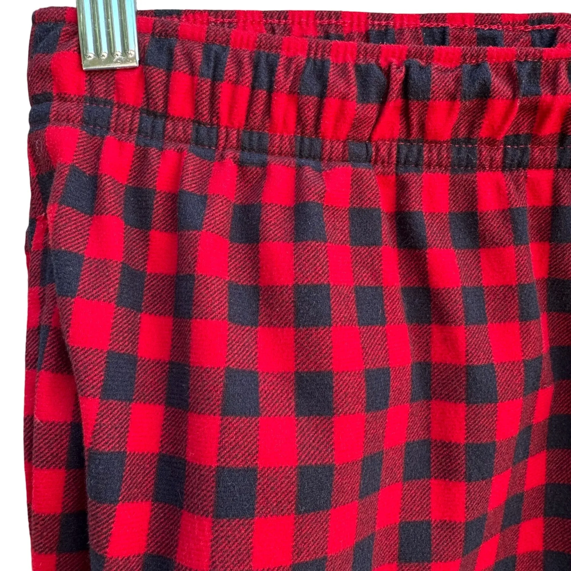 Nautica Men's Red & Black Plaid Flannel Pajama Elastic & Drawstring Waist Pants