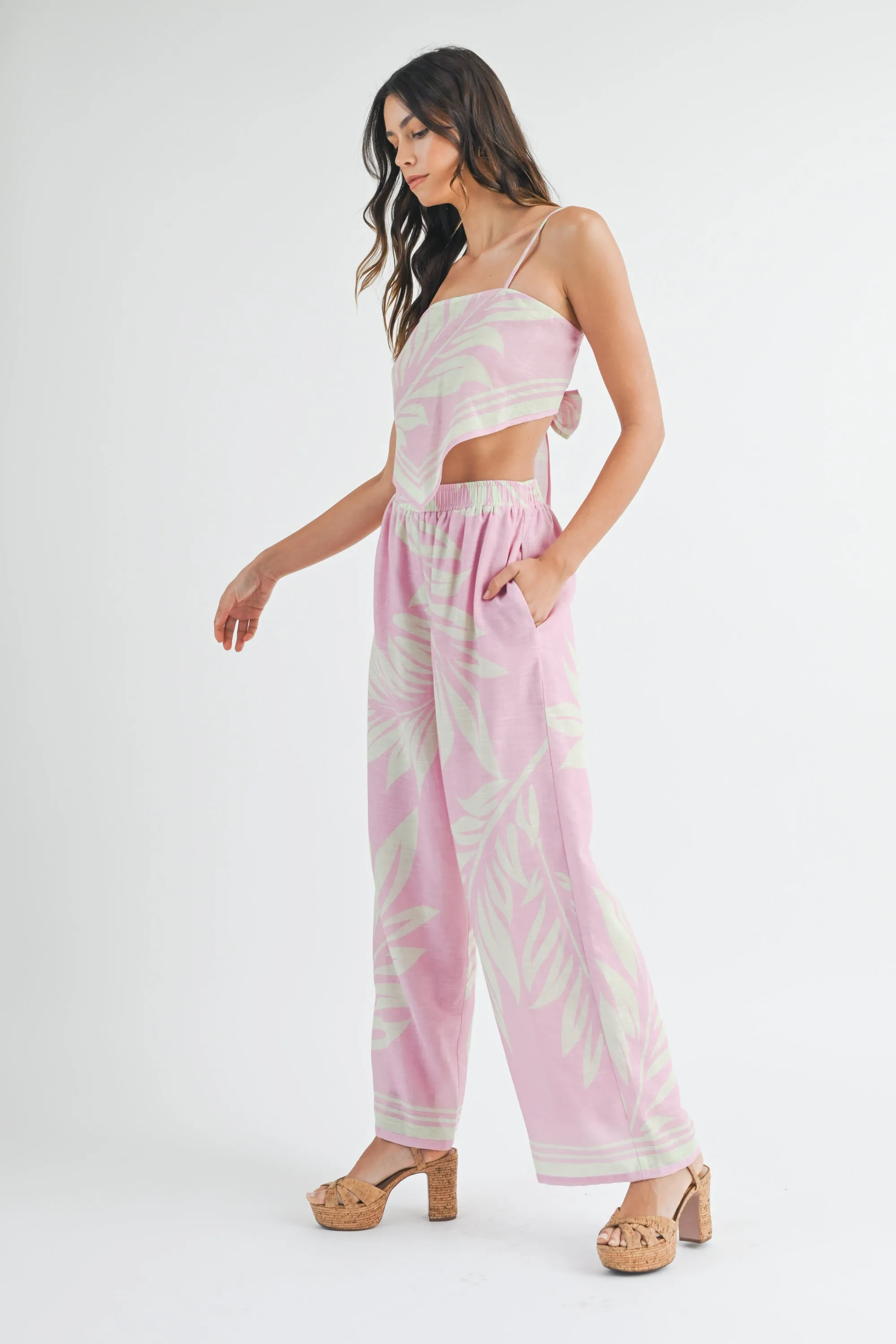 NERISSA SCARF PRINT TOP AND PANTS SET