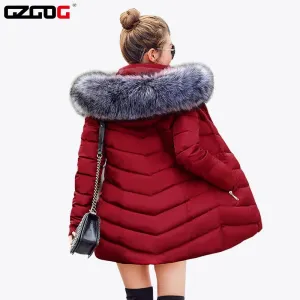 New 2017 Winter Jacket Women Coats Artificial raccoon hair collar Female Parka black Thick Cotton Padded Lining Ladies  S-3XXXL