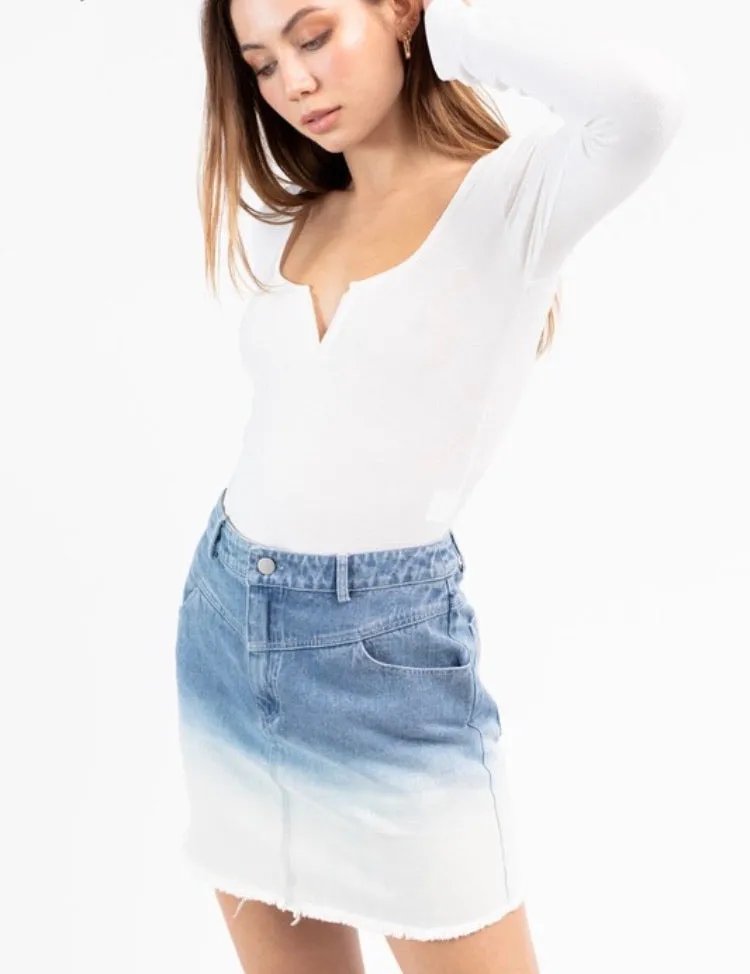 Ombre Denim Mini Skirt