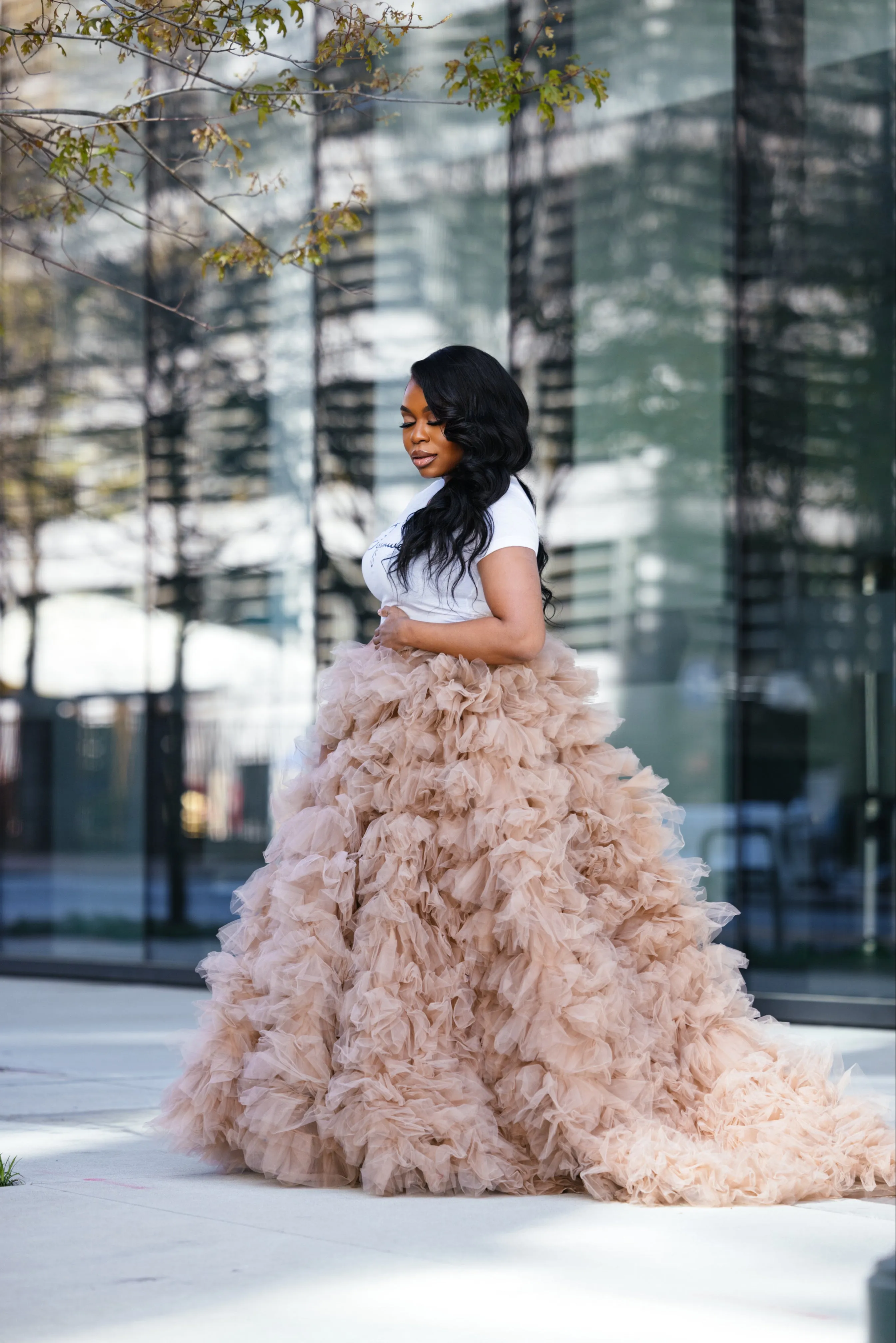 Oyemwen Business in front, Party in the back tulle tiered skirt