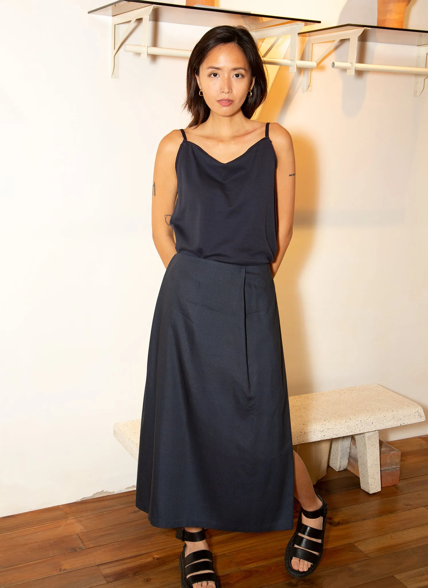 Patches Midi Skirt in Deep Blue