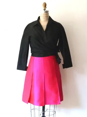 Pleated Cocktail Skirt Thai Silk Fuchsia